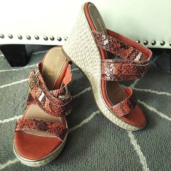 Sperry Top Sider Snake Print Espadrilles Wedge Sandals - Picture 4 of 13